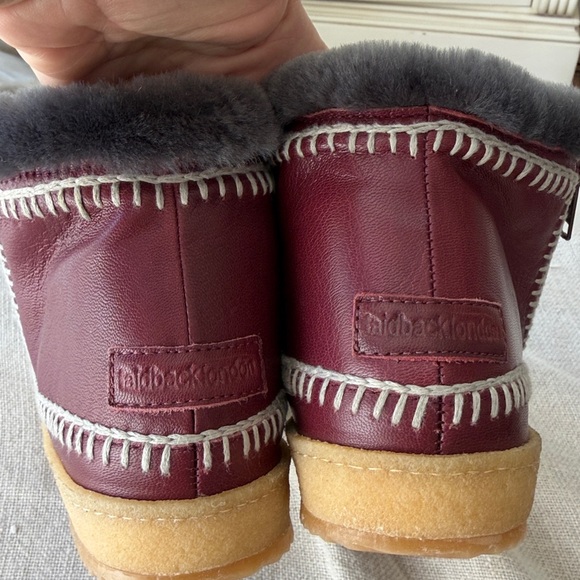 Free people New laidback London Setsu Burgundy crochet Shearling Cozy ❤️🌈 - Picture 8 of 9